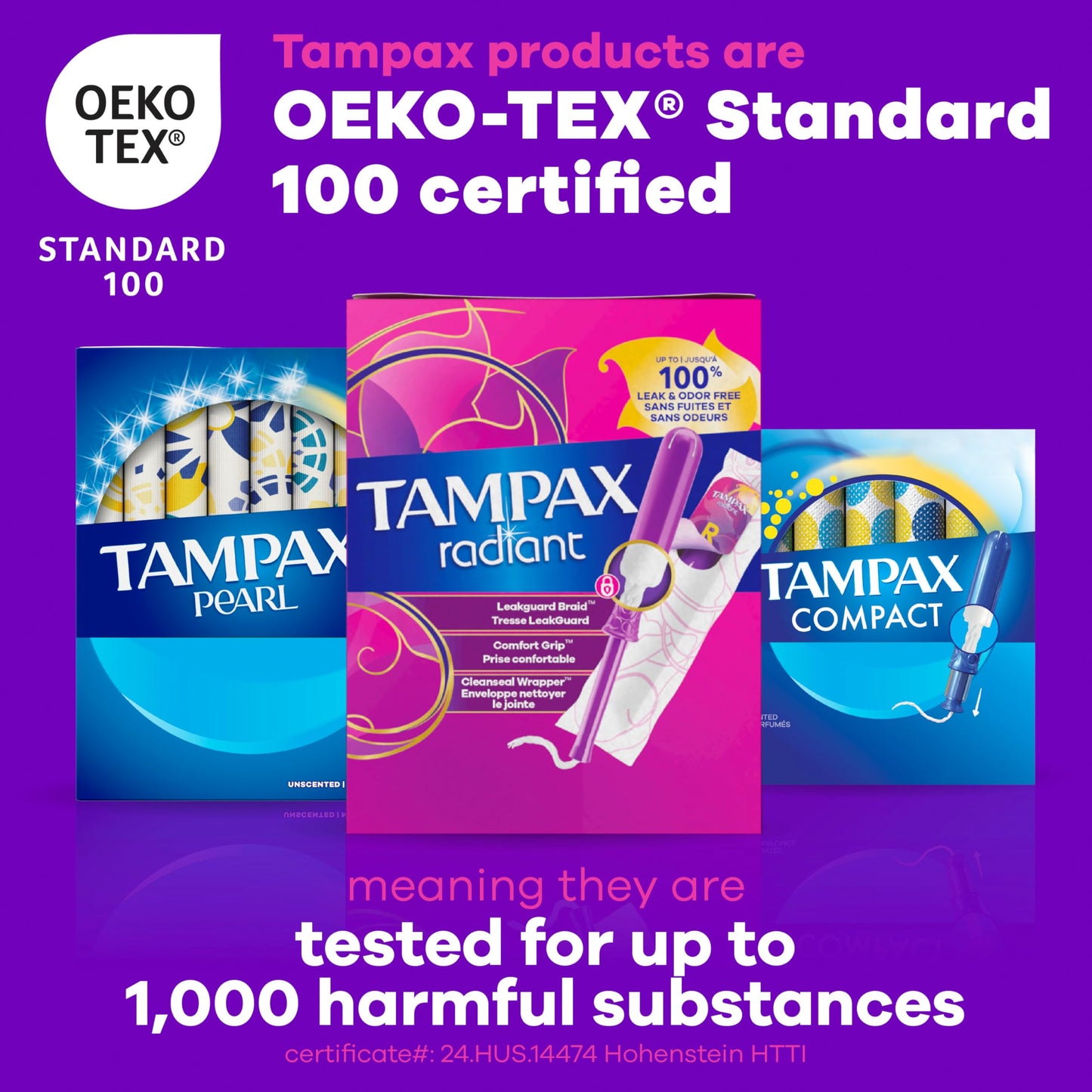 Tampax Radiant Tampons Multipack, with LeakGuard Braid, Regular/Super Absorbency, Unscented, 84 Count 🍁 All In One Marketplace Canada