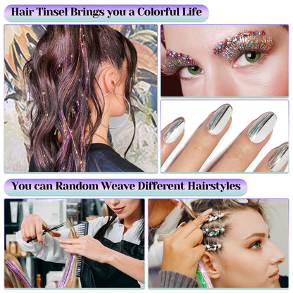 Fairy Hair Tinsel Kit 4000 Hair Glitter Strands 48 Inch Heat Resistant Tinsel Hair Extensions 20 Colors Sparkling Shiny Highlights Hair Tinsel with Tools for Christmas Halloween New Year Cosplay Party' specified 🍁 All In One Marketplace Canada