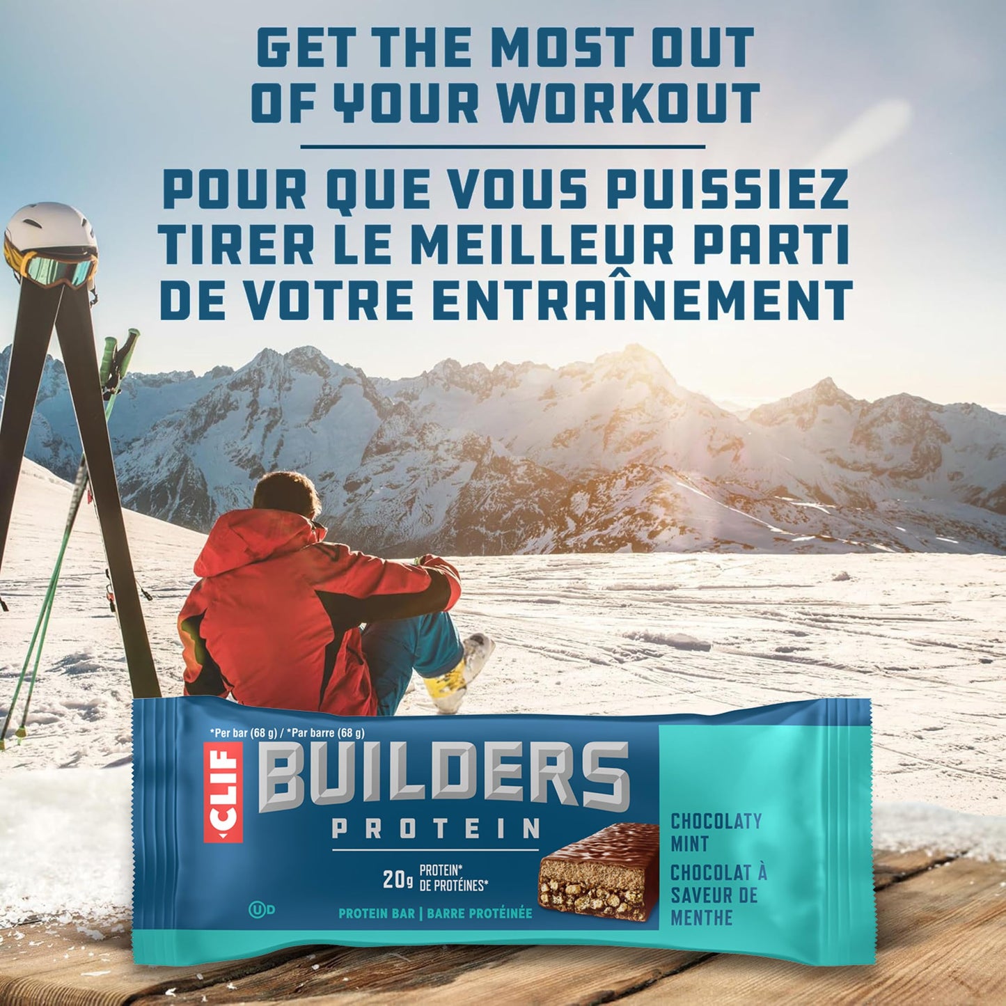 CLIF BUILDERS Protein Bars, Chocolate Mint Flavour, 20g of Protein, Prepared in Canada, Gluten Free, No Artificial Sweeteners, 68 g (Pack of 12), Prepared in Canada - Available at All In One Marketplace Canada