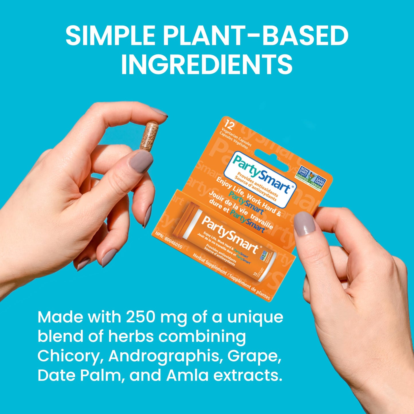 Himalaya PartySmart, 12 Vegetarian Capsules, Provides Antioxidants, Non-GMO, Plant-based, 250 mg, 1 Pack - Available at All In One Marketplace Canada