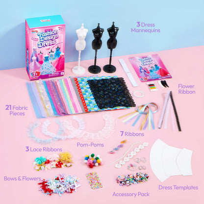 Klever Kits 400+PCS Fashion Design Crafts for Kids Art and Crafts Toy DIY Sewing Crafts with 3 Mannequins for Girls Aged 8-12，Christmas Toys Gifts for Kids 🍁 All In One Marketplace Canada