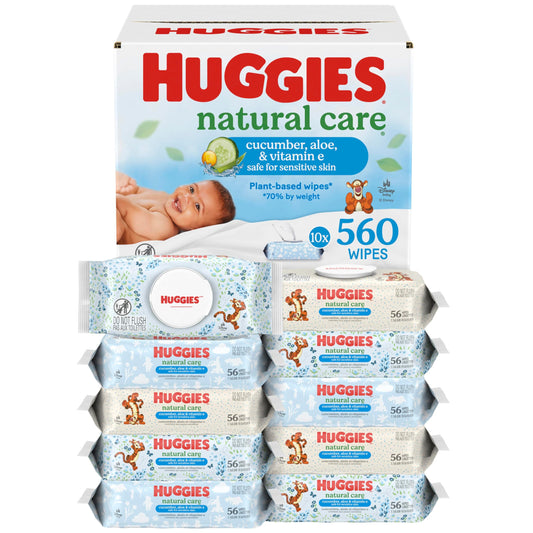 HUGGIES Baby Wipes, Huggies Natural Care Refreshing, SCENTED, Hypoallergenic, 10 Flip-Top Packs, 560 Count