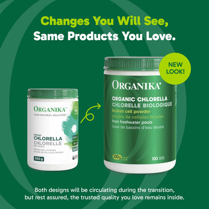 Organika Chlorella Certified Organic Powder- Broken Cell Wall for Enhanced Bioavailability, Extensive Nutrient Profile, Alkalining, Detoxify- 300g