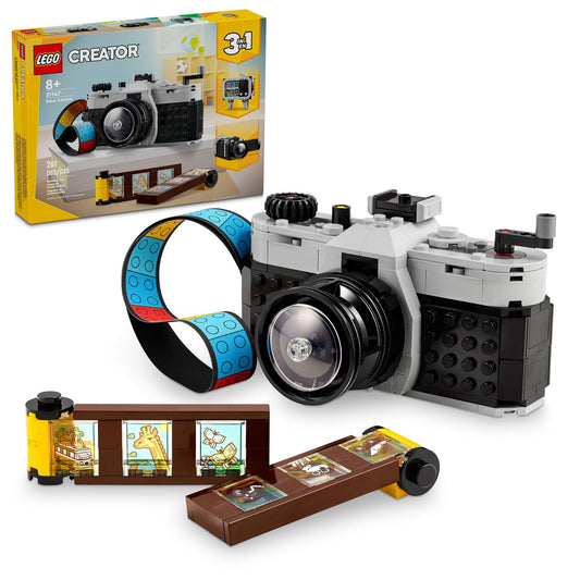 LEGO Creator 3 in 1 Retro Camera Toy, Transforms from Toy Camera to Retro Video Camera to Retro TV Set, Photography Gift for Boys and Girls Ages 8 Years Old and Up Who Enjoy Creative Play, 31147 - Available at All In One Marketplace Canada