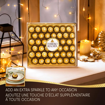 Ferrero Rocher Fine Hazelnut Milk Chocolate - 12 Packs of 3 Pralines (450g)