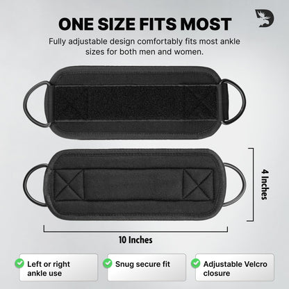 DMoose Ankle Straps for Cable Machines for Kickbacks, Glute Workouts, Leg Extensions, Curls, and Hip Abductors for Men and Women, Adjustable Ankle Strap with Double D-Rings and Neoprene Support