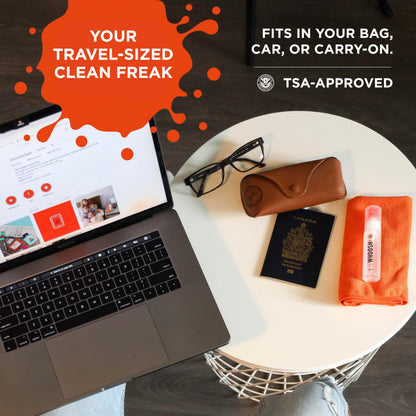 WHOOSH! Screen Shine Go 30 ml – Refillable Laptop Cleaner, Safe Streak-Free Glasses Cleaning Spray for TV, OLED, MacBook, Monitor or Car, Includes 15x15 cm PROTX2 Microfiber Cloth - Available at All In One Marketplace Canada