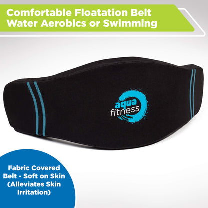 New Aqua Water Fitness Deluxe Flotation Belt – Adult Aquatic Swim Belt for Water Aerobics and Other Pool Exercise – Black/Blue Aqua LEISURE