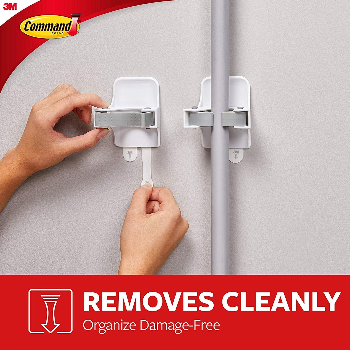 Command Broom and Mop Grippers Wall Hook, Damage Free Hanging Wall Mount Broom and Mop Holder, No Tools Household Cleaning Organizer for Living Spaces, 2 Hangers and 4 Command Strips - Available at All In One Marketplace Canada