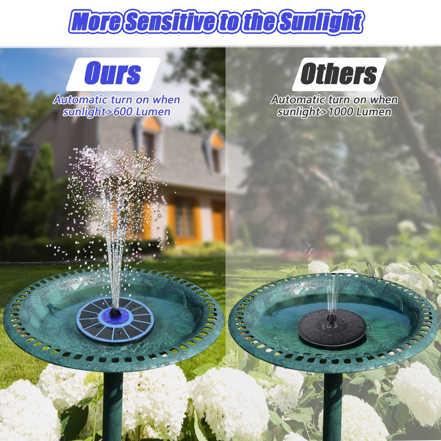 SZMP Solar Fountain Upgrade, 3.5W Solar Powered Bird Bath Fountains with Flower, Outdoor Water Feature Solar Fountain Pump with 7-in-1 Nozzles, 4 Fixed Pipes for Humingbirds, Birdbath, and Garden