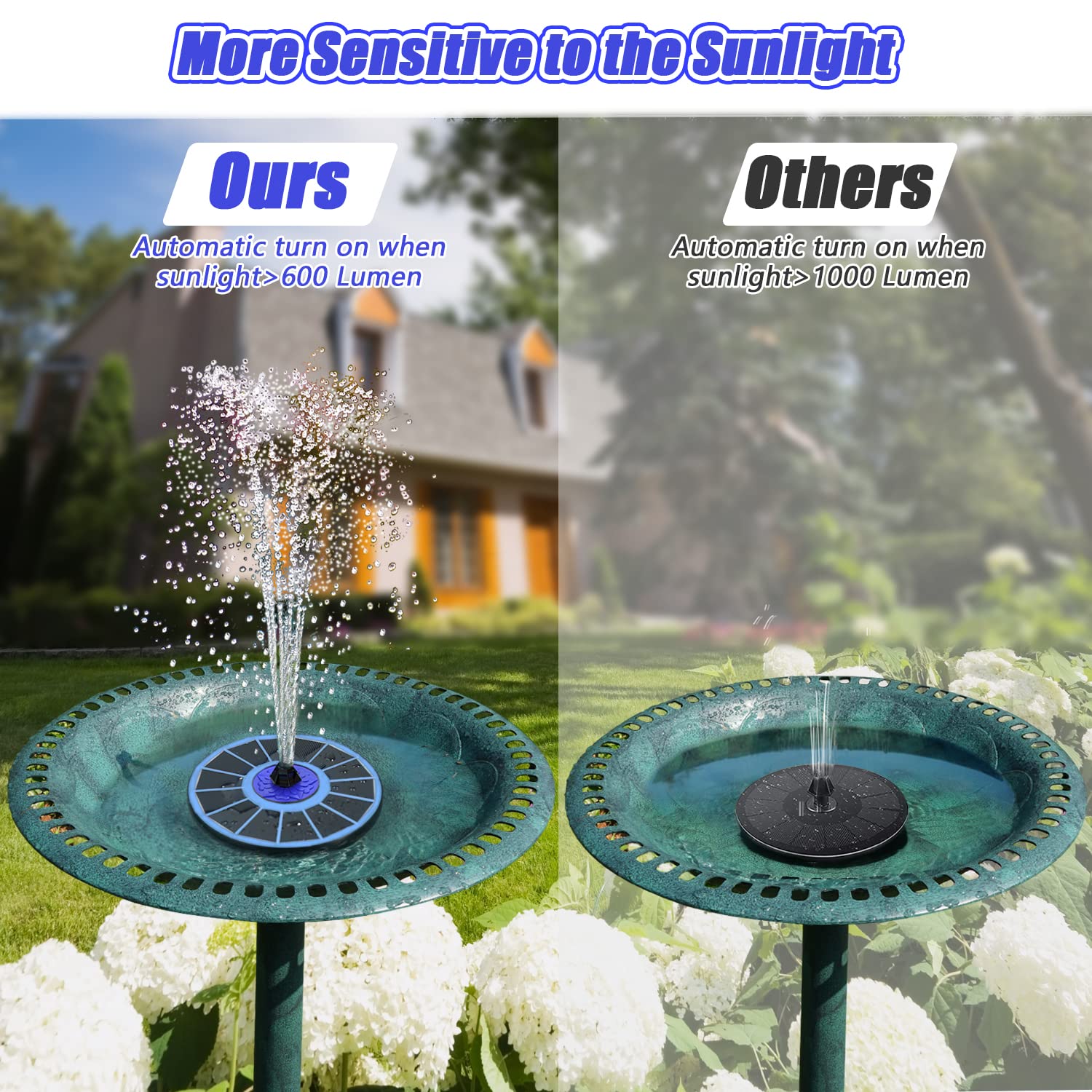 SZMP Solar Fountain Upgrade, 3.5W Solar Powered Bird Bath Fountains with Flower, Outdoor Water Feature Solar Fountain Pump with 7-in-1 Nozzles, 4 Fixed Pipes for Humingbirds, Birdbath, and Garden