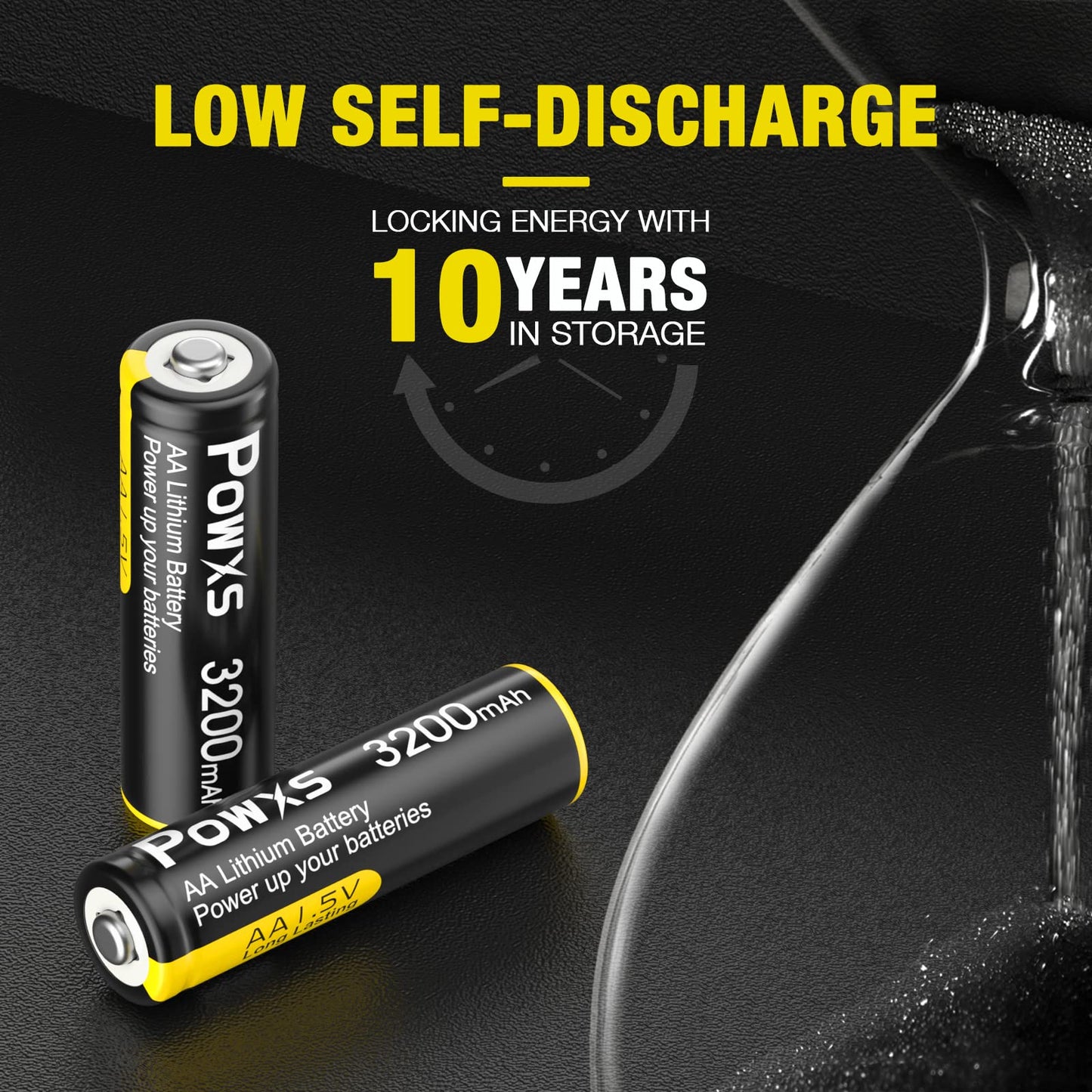 POWXS AA Lithium Batteries 3200mAh, 16 Pack 1.5V Lithium Iron Double A Batteries Super Capacity for Blink Camera, Video Doorbell, Flashlight, Toys, Remote Control 【Non-Rechargeable】