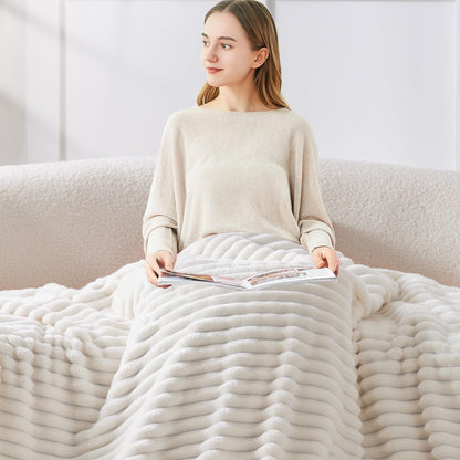 BEDELITE Fuzzy Throw Blankets Room Decor - Soft Cozy Fluffy Fleece Plush Warm Blanket, Cream White for Couch Sofa Bed, Bedroom Living Room Decor, Couverture, Gifts for Women Men Friends, 50"x60"