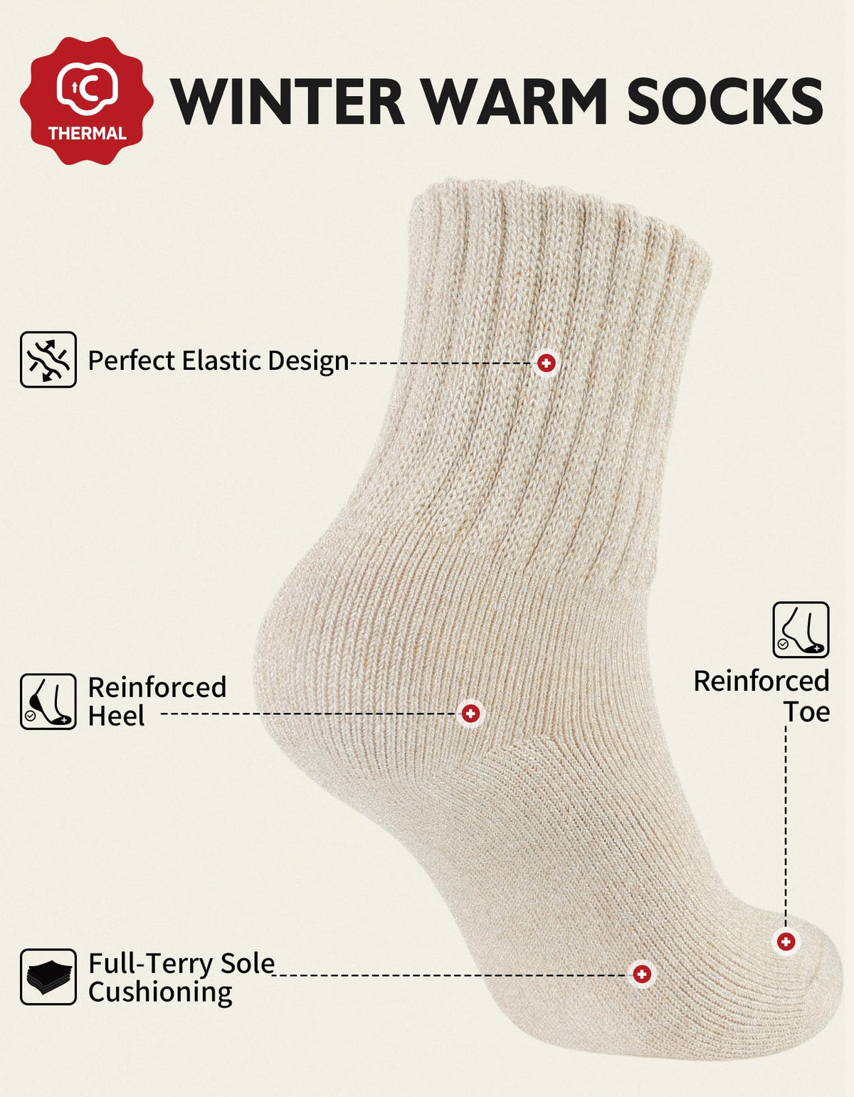 CLOSEMATE Women's Winter Boot Socks, Warm and Cozy, 3 Pairs 🍁 All In One Marketplace Canada