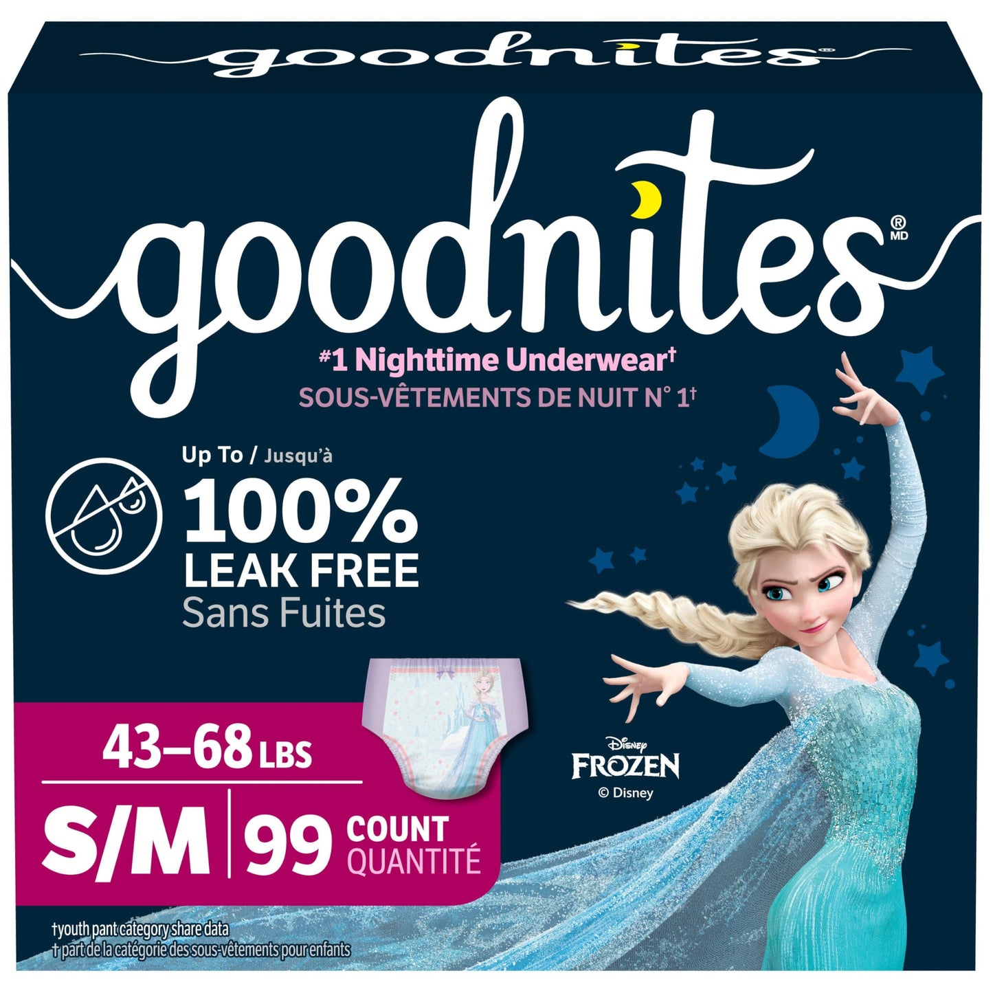 GoodNites Girls' Bedwetting Underwear, Size S/M (43-68 lbs), 99 Ct