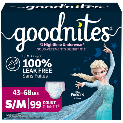 GoodNites Girls' Bedwetting Underwear, Size S/M (43-68 lbs), 99 Ct