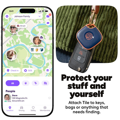 Life360 Tile - Bluetooth Tracker, Keys Finder and Item Locator for Keys, Bags and More. Phone Finder. Both iOS and Android Compatible. 1-Pack (Navy Blaze)