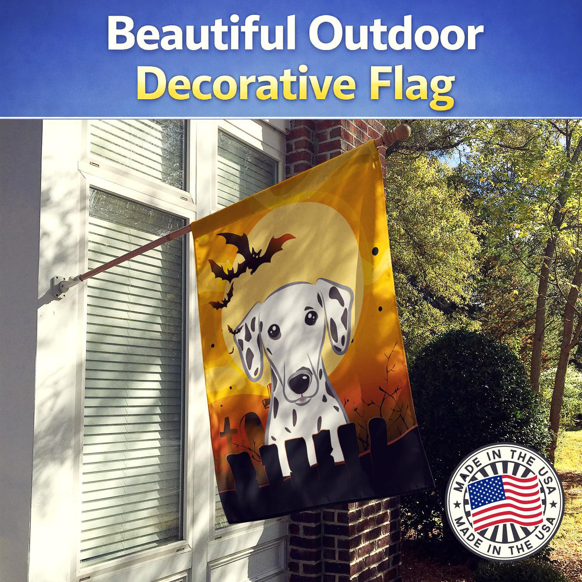 Caroline's Treasures BB1768CHF Halloween Dalmatian Canvas House Size Flag, Multicolor, Large