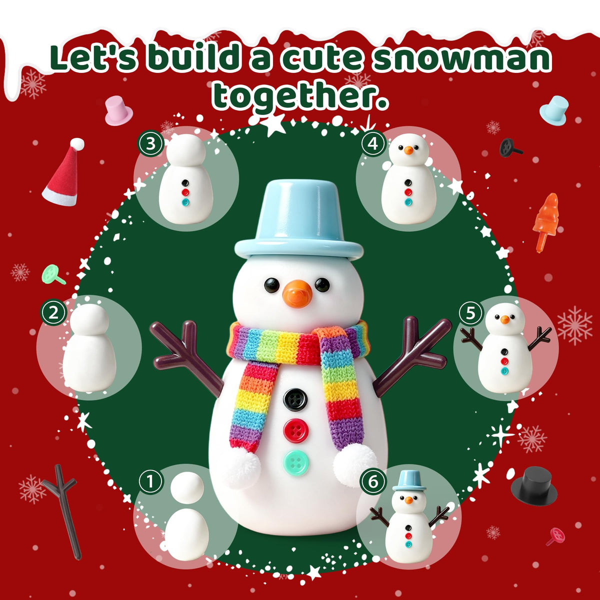 ARTPAR 20 Pk Clay Snowman Kit,Christmas Stocking Stuffers Craft for Kids 🍁 All In One Marketplace Canada