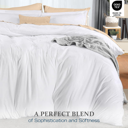 Duvet Cover Twin/Twin XL, 3 PC Cotton Like Polyester, Zipper Closure, White