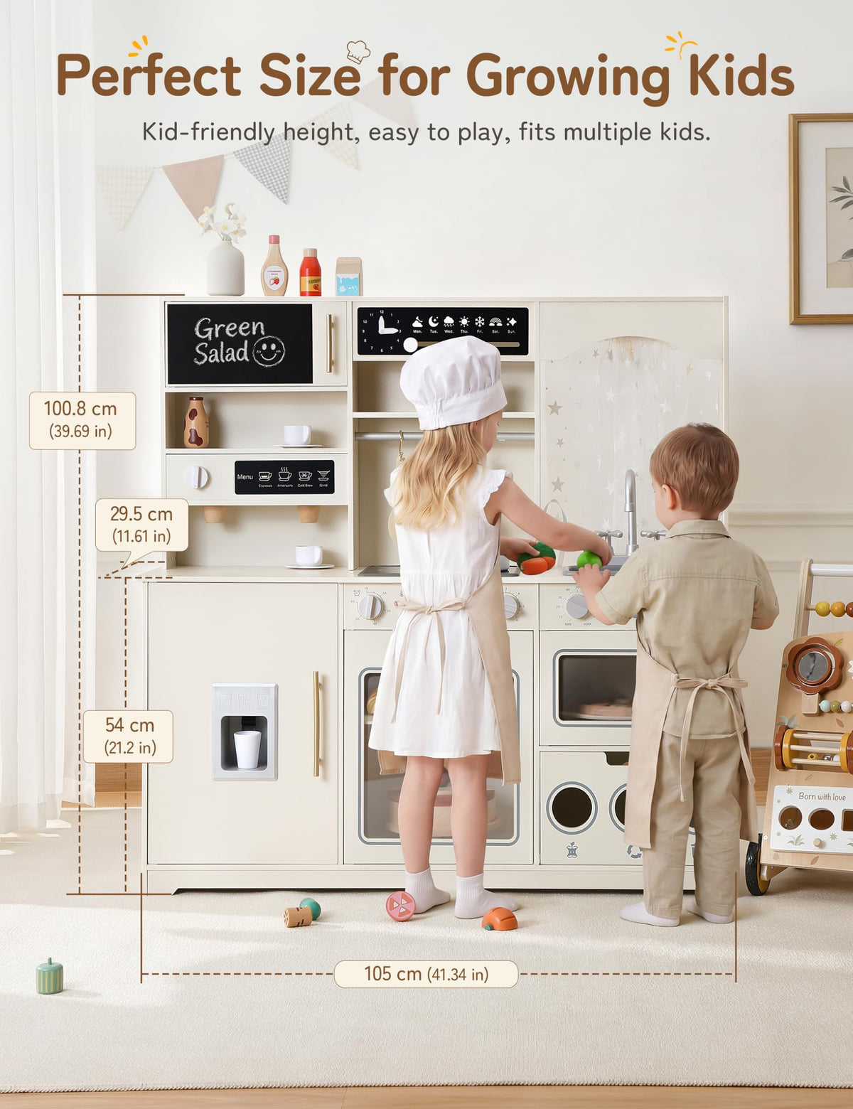 besrey Wooden Play Kitchen Set for Kids with Real Lights and Sounds 🍁 All In One Marketplace Canada