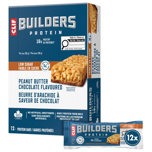 Clif Builders Low Sugar Protein Bar Peanut Butter Chocolate Flavour 12 Bars BUILDERS