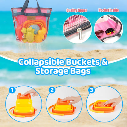 Kids Sand Beach Toys for Kids 3-10 with Collapsible Bucket and Shell Bags 🍁 All In One Marketplace Canada