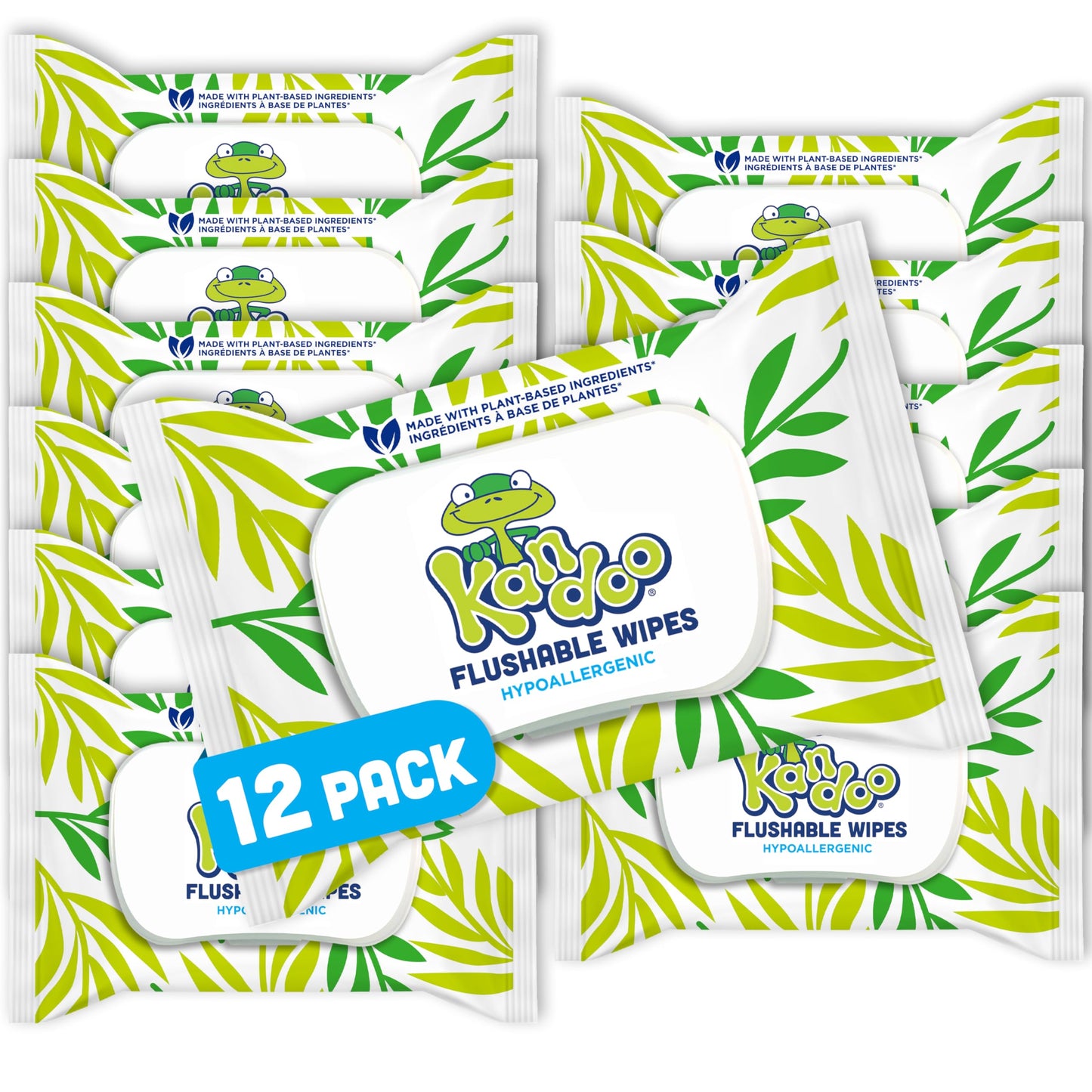 Kandoo Sensitive Flushable Cleansing Wet Wipes, Fragrance Free, Case of 12 x 42 Wipes Kandoo
