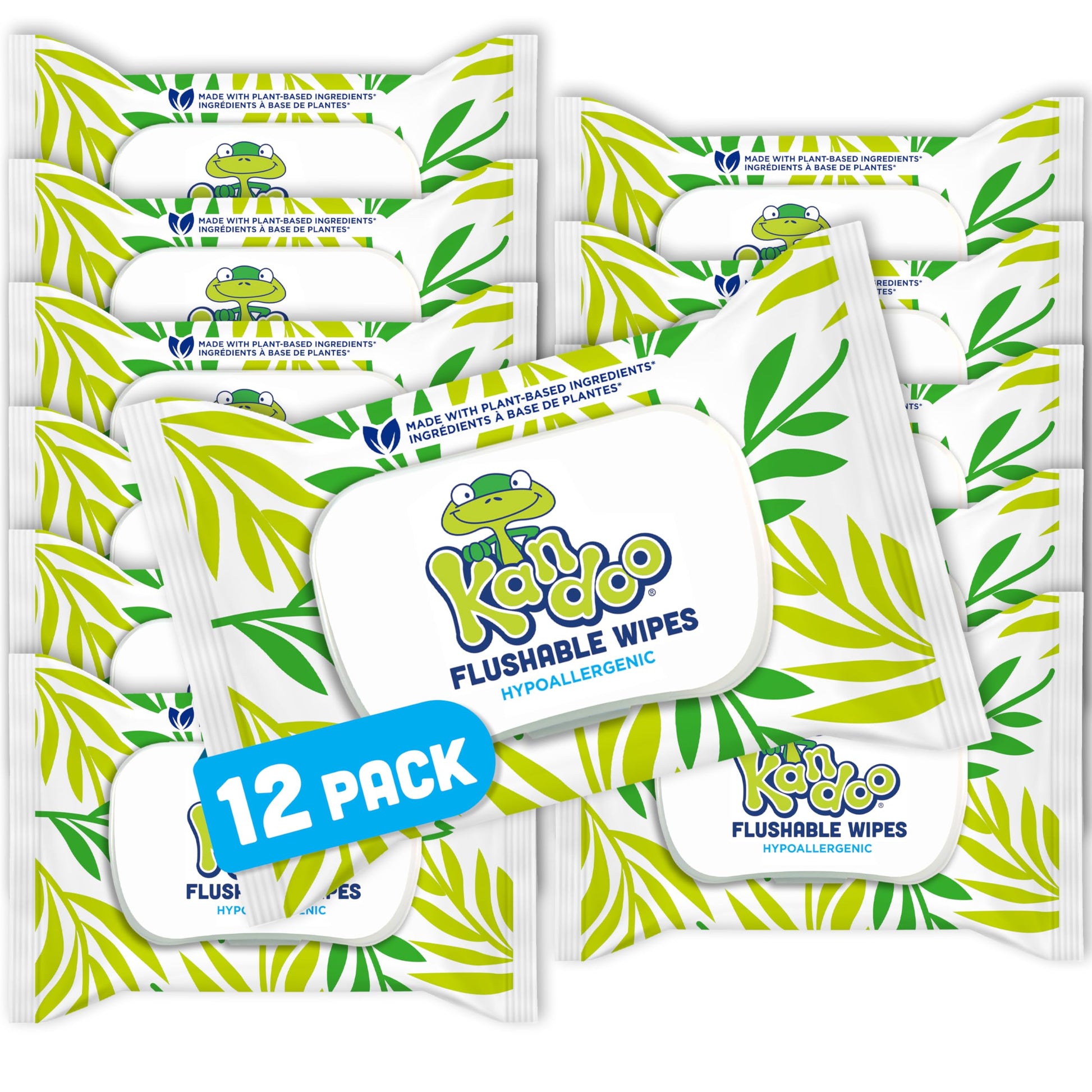 Kandoo Sensitive Flushable Cleansing Wet Wipes, Fragrance Free, Case of 12 x 42 Wipes Kandoo