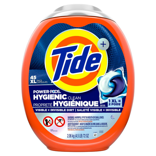 Tide Hygienic Clean Power PODS Laundry Detergent Pacs Original Scent Removes Visible and Invisible Dirt, 45 Count - Available at All In One Marketplace Canada