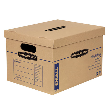 Bankers Box SmoothMove Moving Boxes with No-Tape Assembly, Lift -Off Lids And Easy-Carry Handles, 10" x 12" x 15", 10 Pack (7714219)