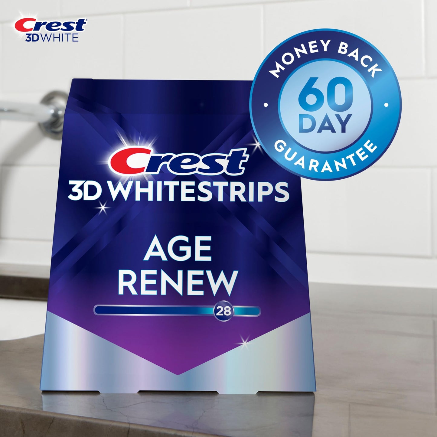 Crest 3D Whitestrips Age Renew At-home Teeth Whitening Kit, 21 Treatments, 28 Levels Whiter