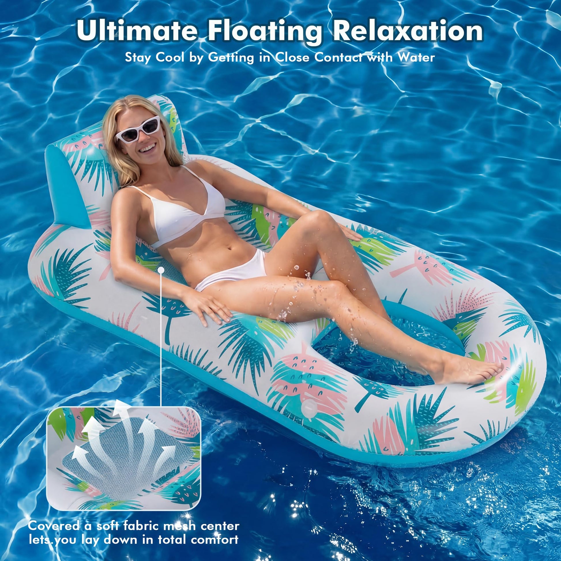 cngg v Pool Floaties for Adults,Inflatable Float Heavy Duty, Backrest & Footrest Pool Float Pool Rafts for Adults Beach Lake Party 2 Pack - Available at All In One Marketplace Canada