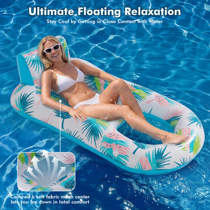cngg v Pool Floaties for Adults,Inflatable Float Heavy Duty, Backrest & Footrest Pool Float Pool Rafts for Adults Beach Lake Party 2 Pack - Available at All In One Marketplace Canada