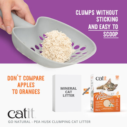 Catit Go Natural Pea Husk Clumping Cat Litter, Tofu, Lavender, 14 L, Dust Free & Lightweight Cat Litter, Easy to Scoop, Litiere Pour Chat