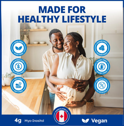 CanPrev Myo-Inositol Powder 500g, 125 Servings, PCOS Supplement for Women, Supports Glucose Metabolism, Ovulatory Function, Cellular Health and Wellness - Available at All In One Marketplace Canada