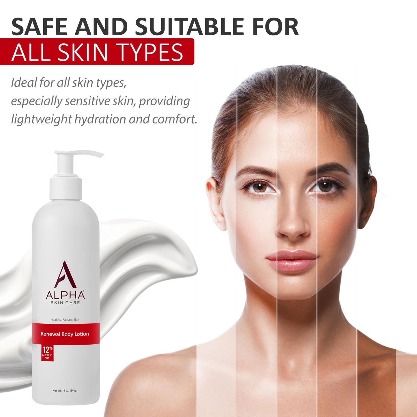 Alpha Skin Care Revitalizing Body Lotion, 12% Glycolic AHA, Daily Moisturizer, Hydrates & Exfoliates, Anti-Aging, 12 Oz - Available at All In One Marketplace Canada