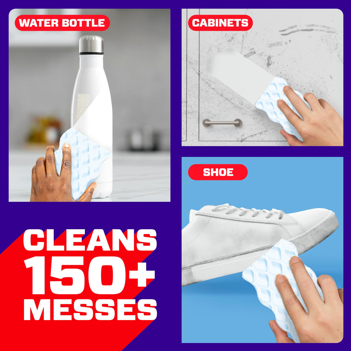 Mr. Clean Magic Eraser Sponge, Extra Durable, All Purpose Cleaner, Cleaning Scrubber, Wall, Sneaker, Kitchen, Bathroom, Shower Cleaner, Cleaning Supplies, Pads, 12ct, [Special Feature]