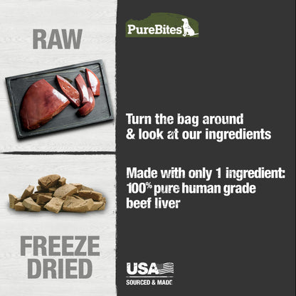 PureBites Freeze Dried Beef Liver Dog Treats, Made in USA, 1.2kg 🍁 All In One Marketplace Canada