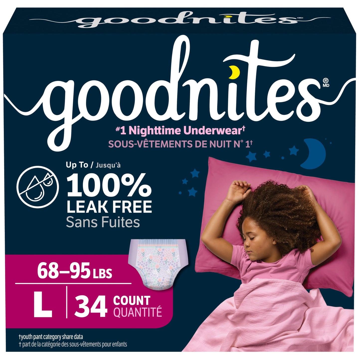 GoodNites Girls' Bedwetting Night Time Underwear, Large, 34 Ct, Giga Pack
