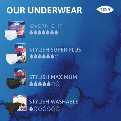 TENA Adult Incontinence, Discrete Disposable, Underwear, Comfortable Fit, Overnight Protection, Unisex, X-Large (L), 40 Count