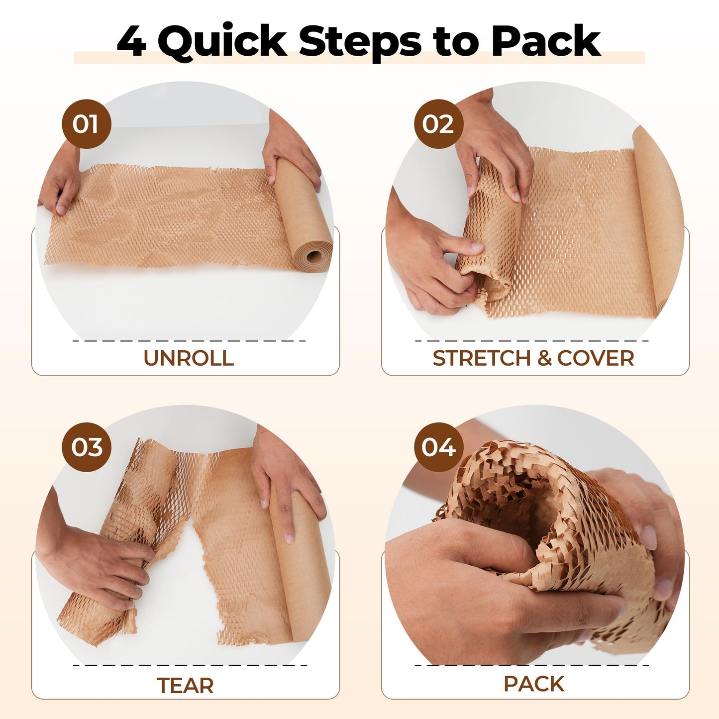 Tera Honeycomb Packing Paper Eco-friendly: 12"x200' Recyclable Cushioning Wrap for packaging Moving Supplies Shipping Boxes Gift Wrapping Paper Alternative to Bubble Wrap with 20 Fragile Sticker 🍁 All In One Marketplace Canada