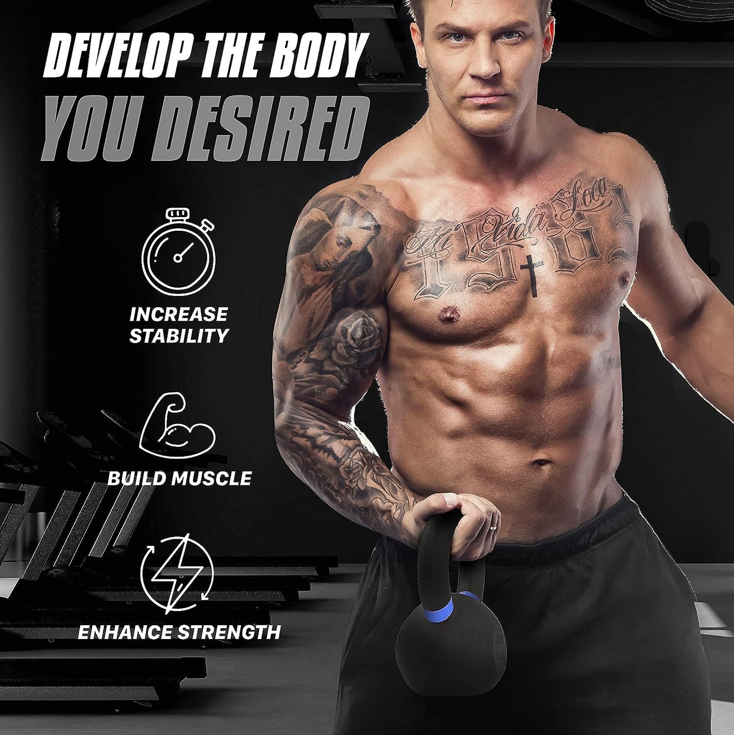 Yes4All Powder Coated Kettlebell Weights with Wide Handles & Flat Bottoms – 12kg/26lbs Cast Iron Kettlebells for Strength, Conditioning & Cross-Training 🍁 All In One Marketplace Canada