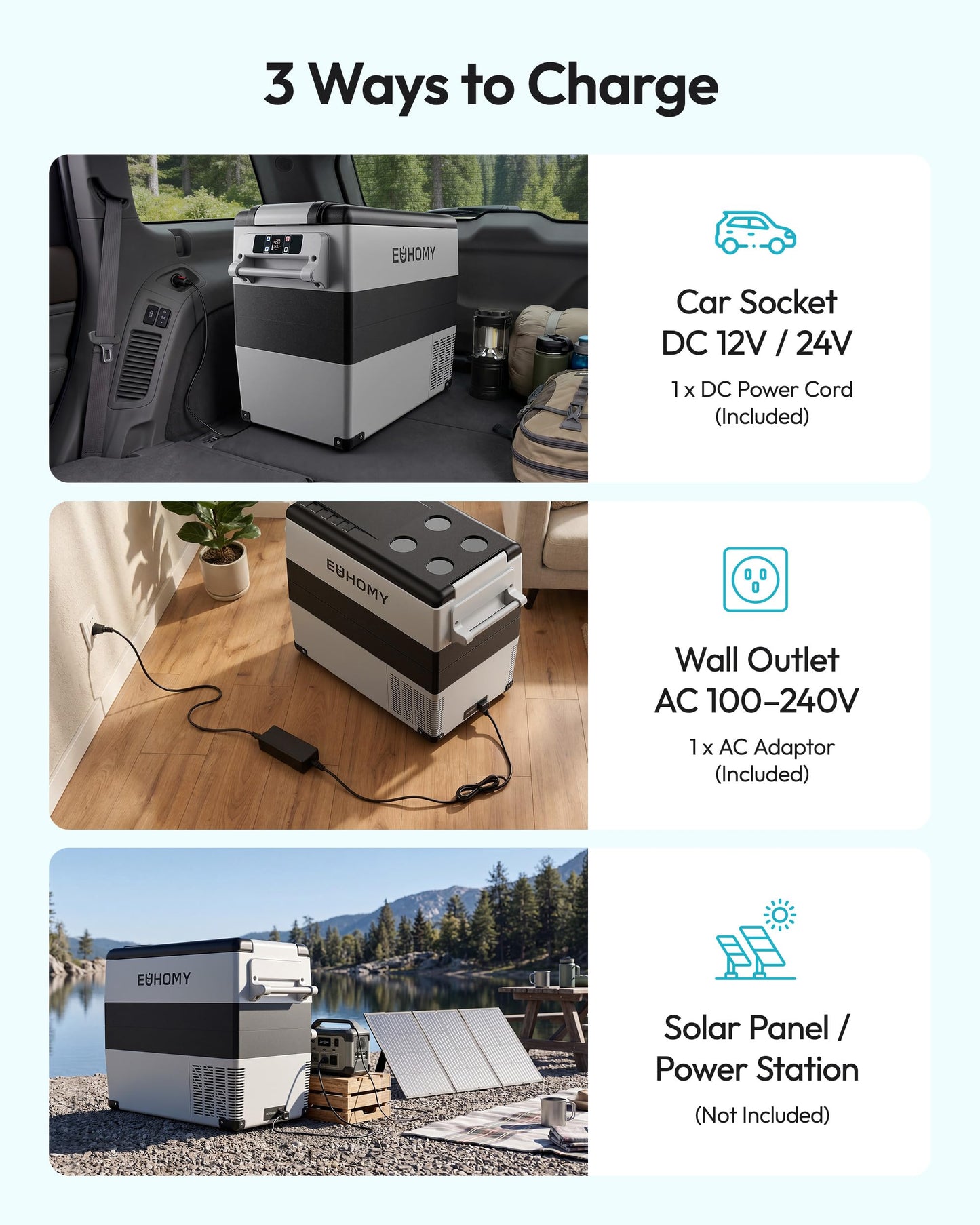 EUHOMY 12 Volt Refrigerator, 60QT(55L) Electric Cooler, 12V Fridge APP Control, 12V Cooler -4℉~68℉, Portable Freezer 12/24V DC 110-240V AC for Camping, Travel, Truck, Home 🍁 All In One Marketplace Canada