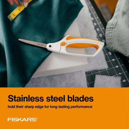 Fiskars Easy Action Fabric Scissors, Stainless Steel Blades for Precision Cuts, Spring-Assited Bent Handle Fiskars