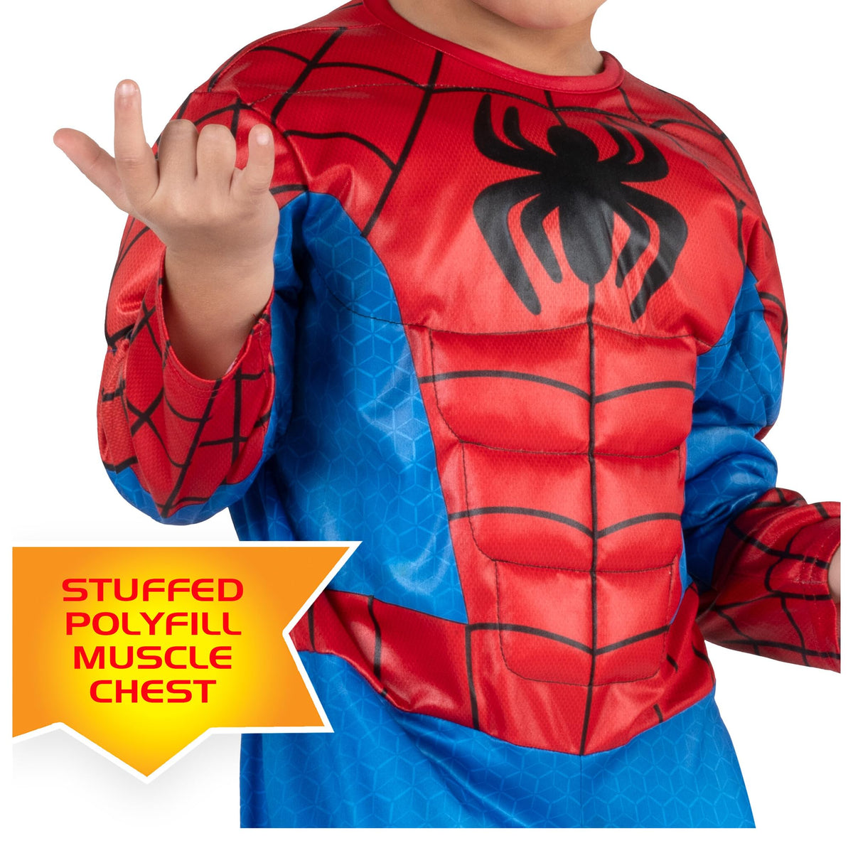 Marvel Spidey Official Toddler Deluxe Halloween Costume - Premium Quality Padded Jumpsuit and Fabric Headpiece (3T-4T)