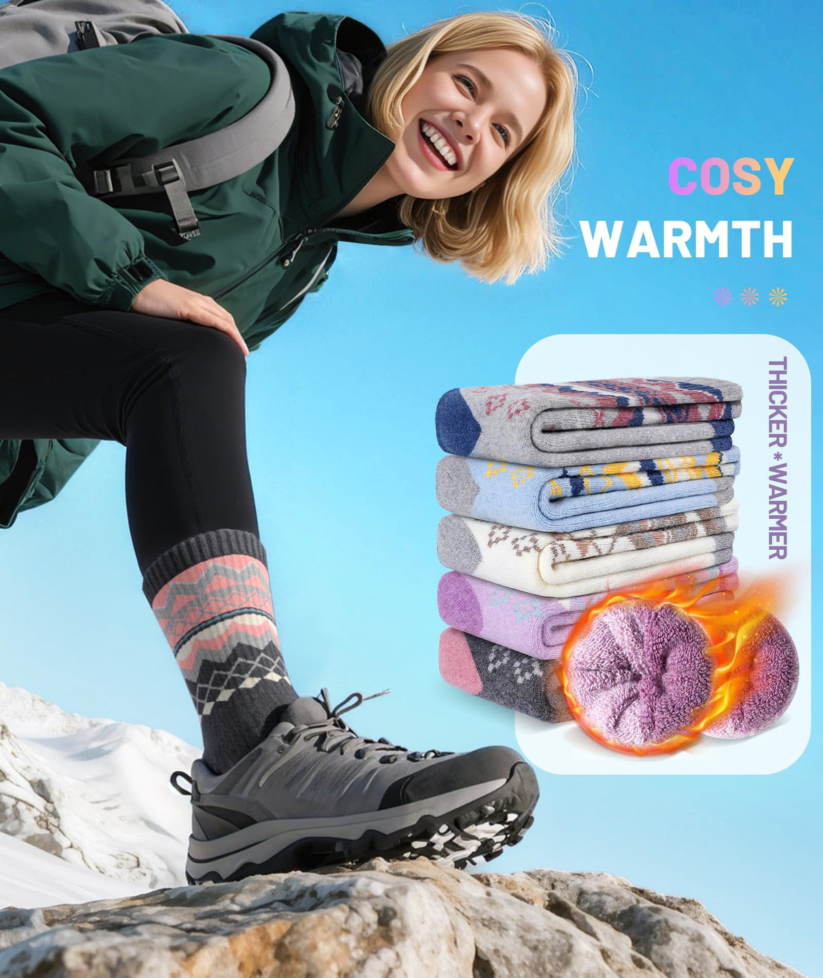 SIMIYA Merino Wool Socks for Women 5 Pairs Extra Thick Winter Thermal Warm 🍁 All In One Marketplace Canada