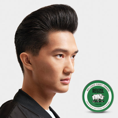 Reuzel Green Grease Pomade For Men Oil Based Medium Hold Natural Shine, Pliable Styling for Normal to Thick Hair, Barber Quality, With Tea Tree, Apple Peppermint Scent 95g 🍁 All In One Marketplace Canada