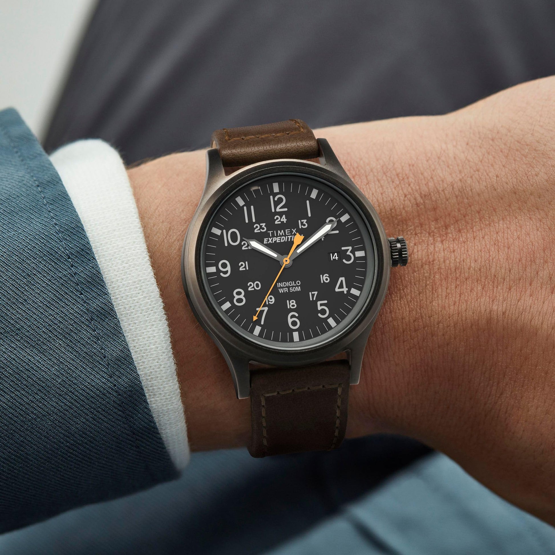 Timex Men's TW4B12500 Expedition Scout 40mm Brown/Black Leather Strap Watch Timex