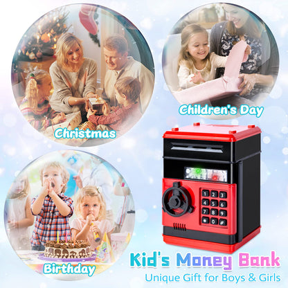 Refasy Children Toy for 5-7 Year Old Girls,Piggy Banks Toy for 8-16 Year Old Girls Boys Birthday Gifts Toy Gifts for Kids Coin ATM Electronic Piggy Banks Toys Great Christmas Ideas for Kids Red 🍁 All In One Marketplace Canada